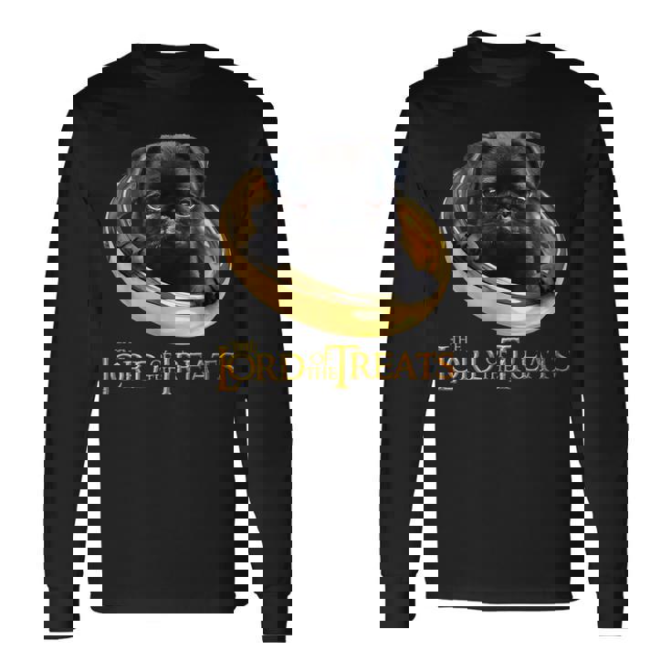 Lord Of The Treats 御馳走の主-クリスマスのための面白い黒いパグ犬 長袖Tシャツ