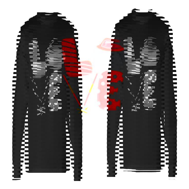 Love Curling ほうき スクワッド カーラー カーリング バレンタインデー 長袖Tシャツ