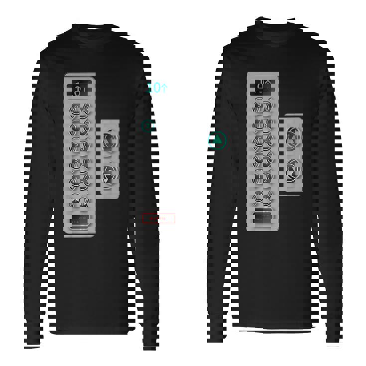 I Love Elevator ギフト かわいいエレベーターボタン メカニッククロージャー 長袖Tシャツ
