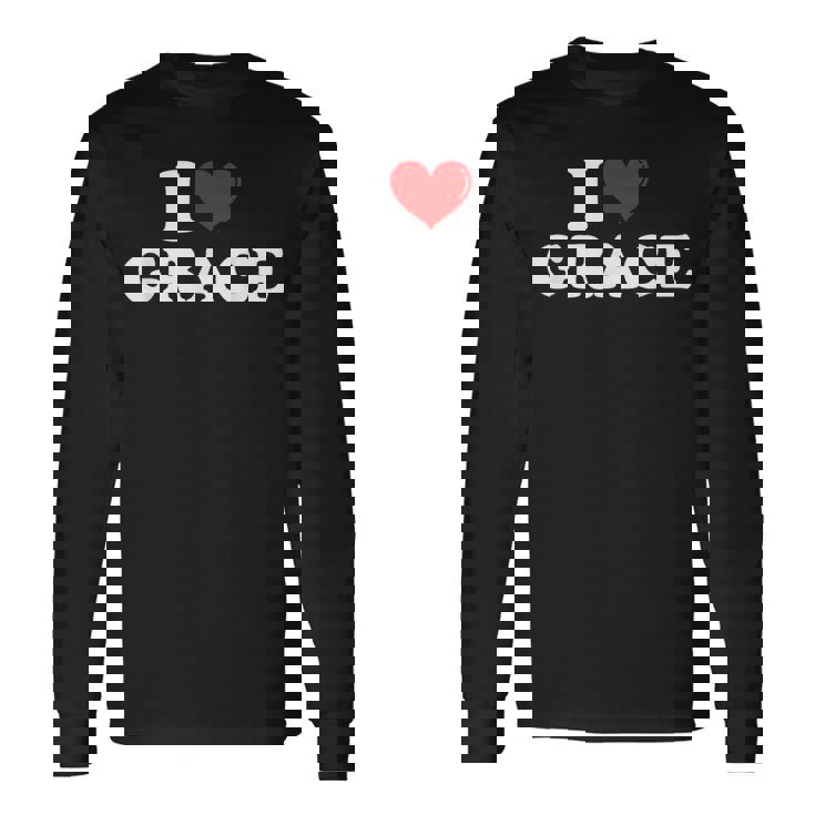 I Love Grace I Heart Grace ファーストネーム グレース ジョーク 面白い 長袖Tシャツ
