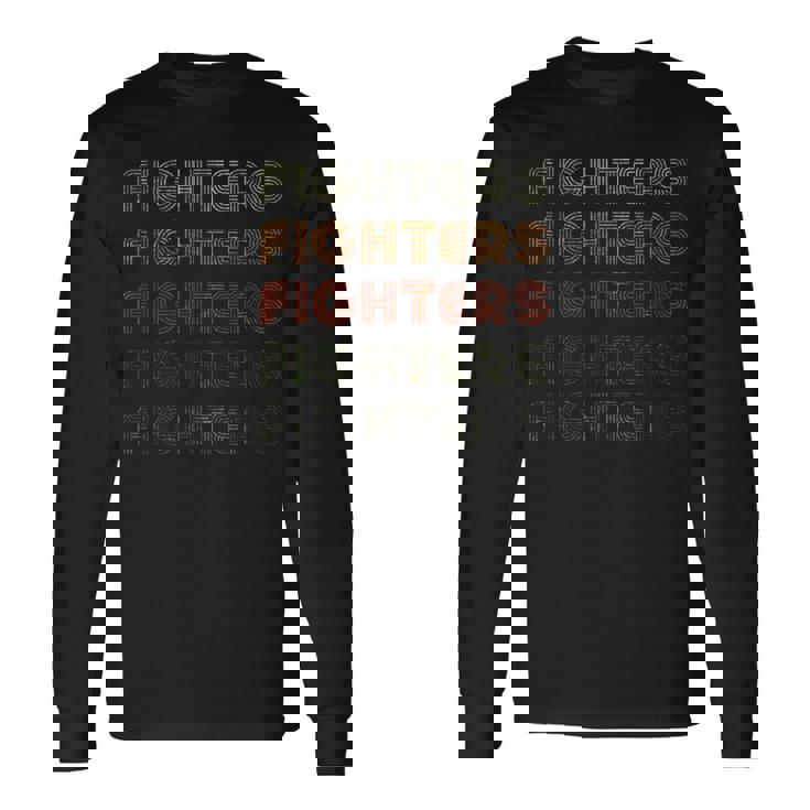 Love Heart Fighters グランジ ビンテージスタイル ブラックファイターズ 長袖Tシャツ