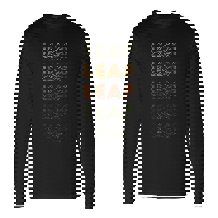 Love Heart Leaf グランジ ビンテージスタイル ブラックリーフ 長袖Tシャツ