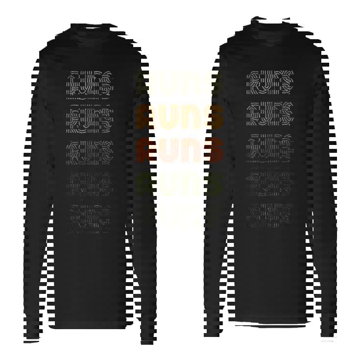 Love Heart Runs グランジ ビンテージスタイル ブラック ラン 長袖Tシャツ