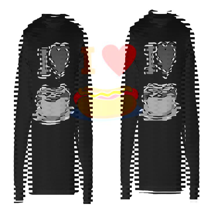 I Love Hot Dog 私はホットドッグを愛している ホットドッグ 長袖Tシャツ
