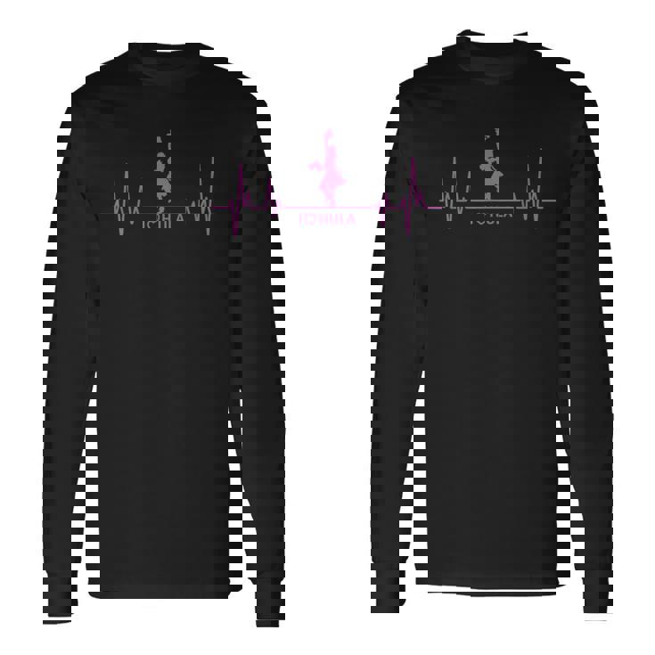 I Love Hula Dance ハワイアンフラダンスガール ファニーハートビート 長袖Tシャツ