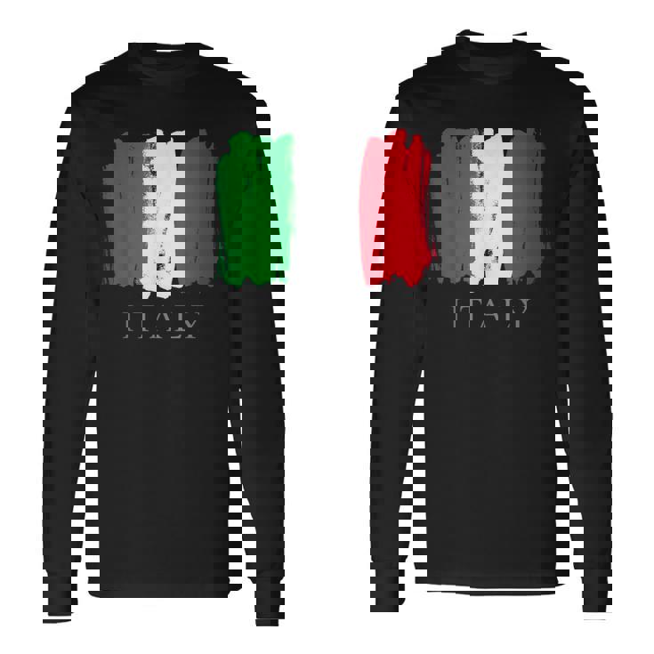 I Love Italy 、クールでキュートなイタリア国旗グラフィックデザイン 長袖Tシャツ