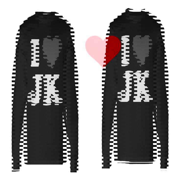 I Love Jk Initials I Heart JK First Last Name J K 長袖Tシャツ