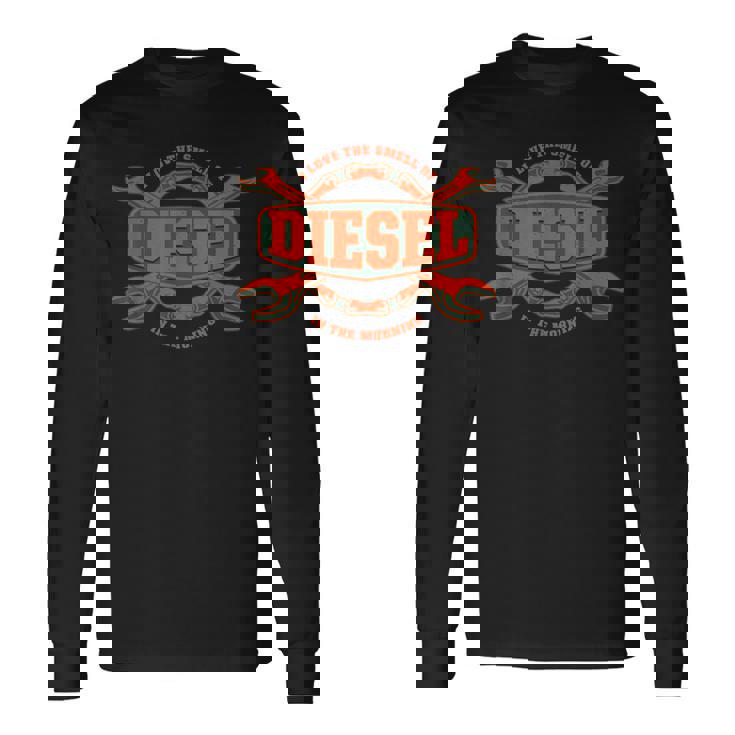 I Love Themell Of Diesel 車 メカニックオートサービスマン 長袖Tシャツ