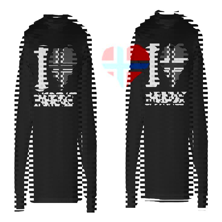 I Love Norwegian Pride ノルウェーのルーツ ノルウェー国旗 長袖Tシャツ
