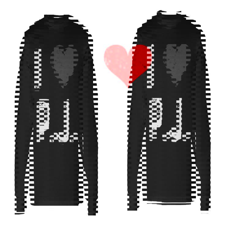 I Love Pj PJ ハート アンティーク調 長袖tシャツ 長袖Tシャツ