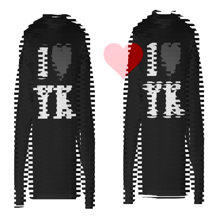 I Love Yk Initials I Heart YK First Last Name Y K 長袖Tシャツ