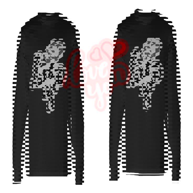 Love You Heart バレンタインデー 好きな人 パートナー 愛 長袖Tシャツ