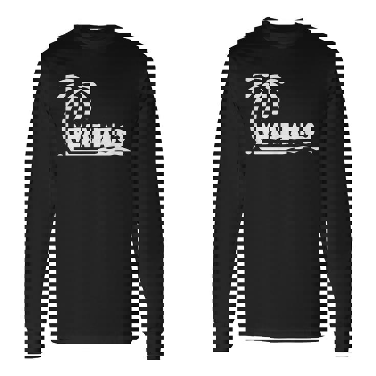 Mahalo サンクス ハワイ ヤシの木 ビーチ ホリデーギフト サンサーフ 長袖Tシャツ