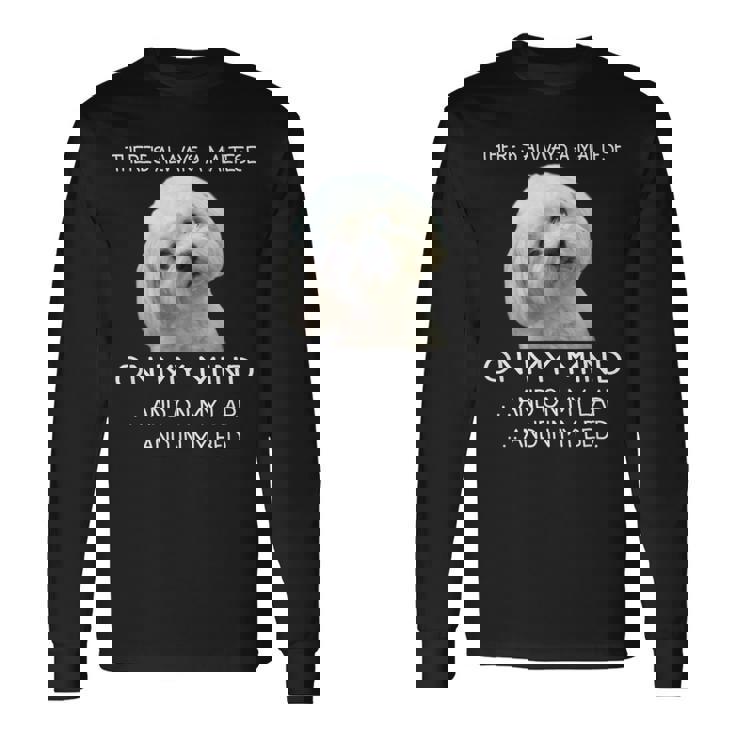 Maltese Puppy Is On My Mind 面白い犬のオーナーデザイン 長袖Tシャツ