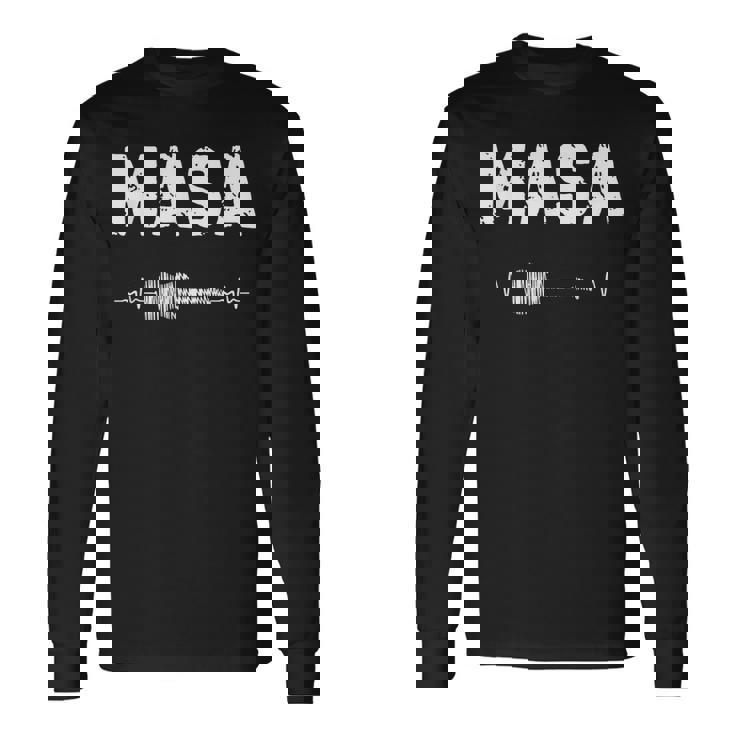 Masa ギター ハートビート 音楽 ギタリスト レトロ ヴィンテージ 長袖Tシャツ