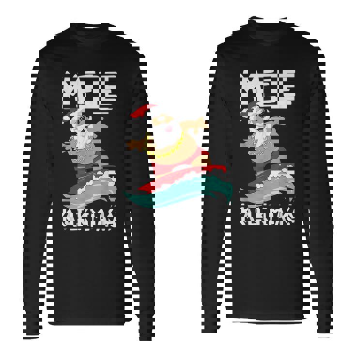 Mele Kalikimaka ハワイアン クリスマス ハワイ サーフィン サンタ 長袖Tシャツ