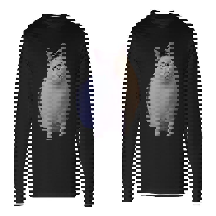 Meme Huh Catミームハァキャット面白い 長袖Tシャツ