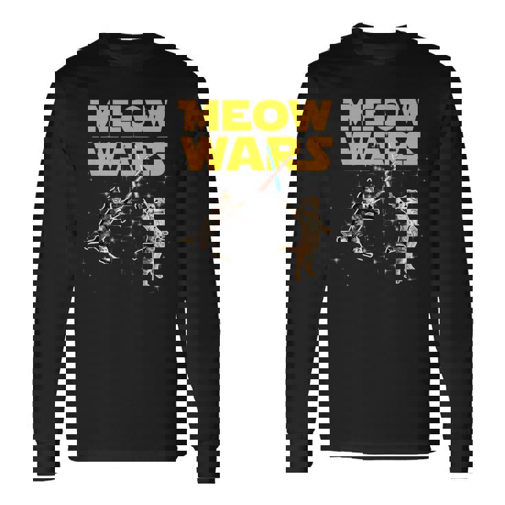 Meow Wars 猫好きのための面白いグラフィック 長袖Tシャツ ギフトのアイデア