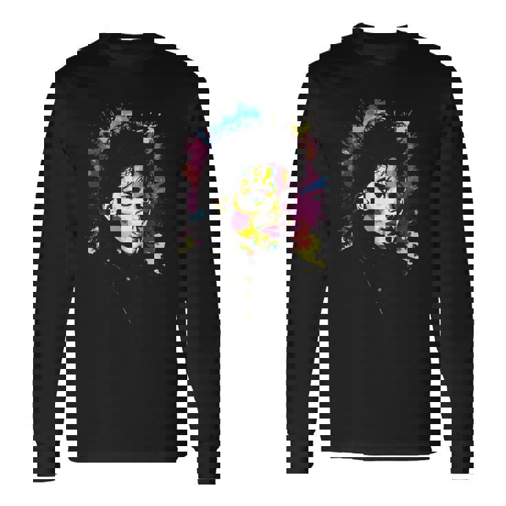 Mj Bad World 白黒スプラッター 長袖Tシャツ