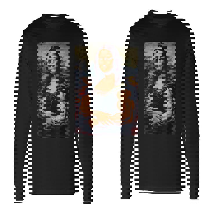 Mona Lisa 上腕二頭筋 ボディービル ジム ワークアウト 面白い モナリザ 長袖Tシャツ