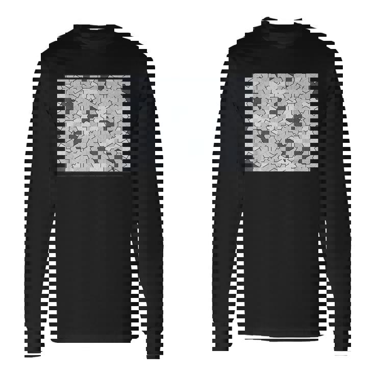Monotone Aperiodic モノタイルカラー グレータイルパターン 長袖Tシャツ