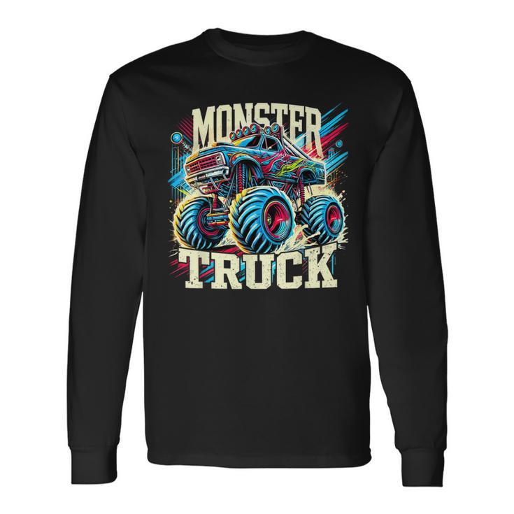 Monster Truck Retro Colorido Camiones Amante Niño Adolescente Adulto Camiseta de manga larga
