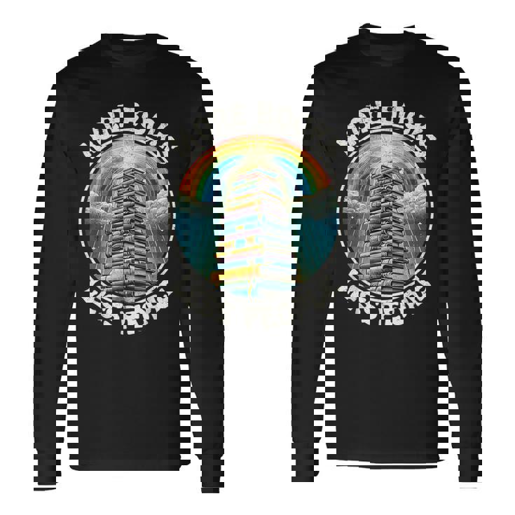 More Books Less People Book Lover Bookworm リーディングブック 長袖Tシャツ