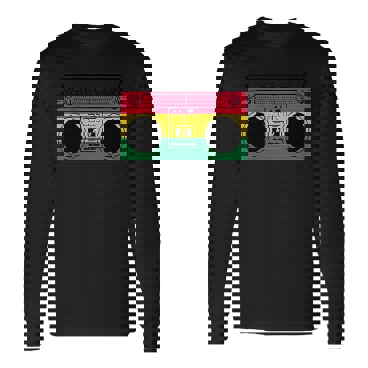 Música Reggae Boombox Dub Rastafari Jamaica Camiseta de manga larga