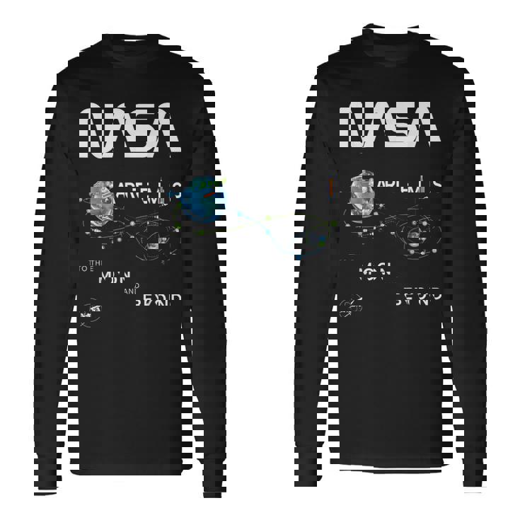 Nasa アルテミスミッション探査記章ワームロゴ 長袖Tシャツ