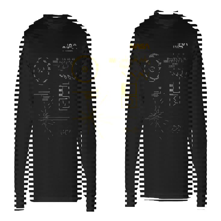 Nasaボイジャーゴールデンレコードメッセージワームロゴ有名 長袖Tシャツ