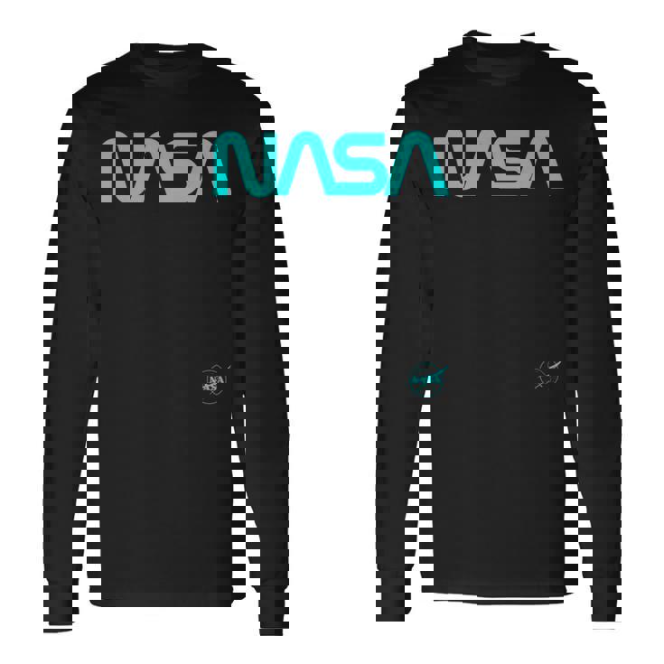 Nasaワームと記章のロゴ 長袖Tシャツ