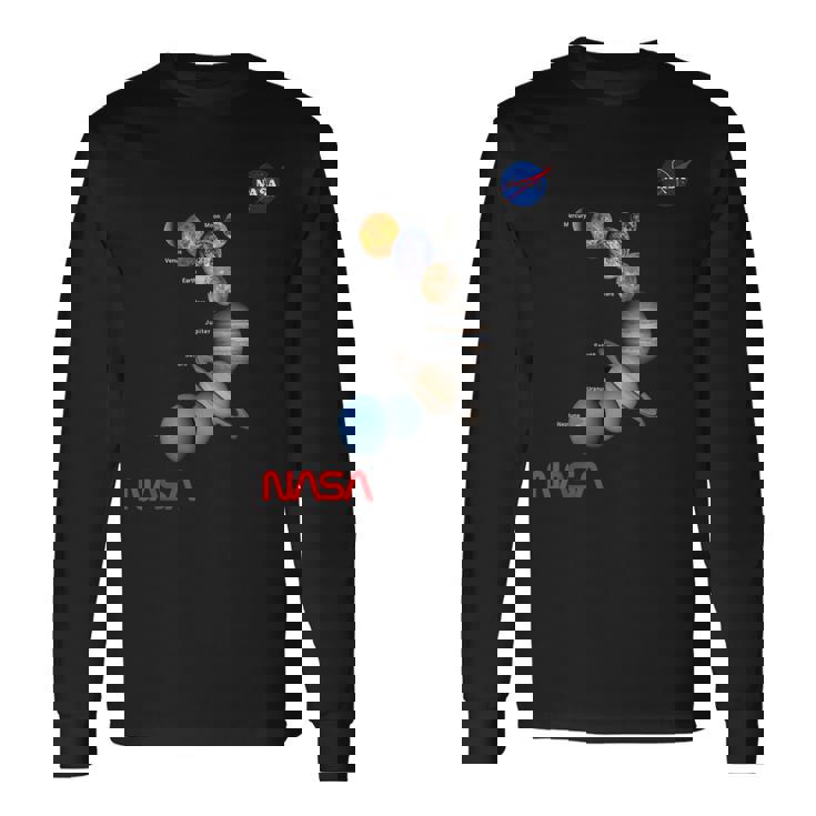 Nasa太陽系惑星ワーム記章ロゴ 長袖Tシャツ