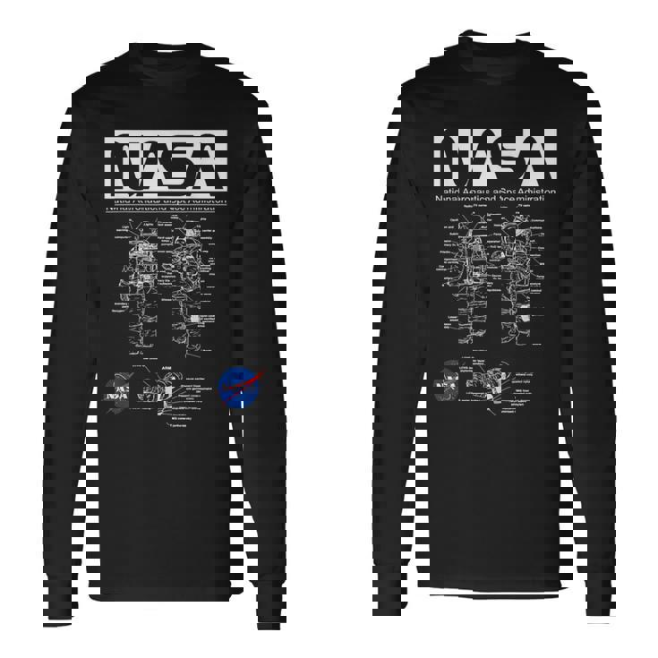 Nasa宇宙飛行士服の概略図 長袖Tシャツ