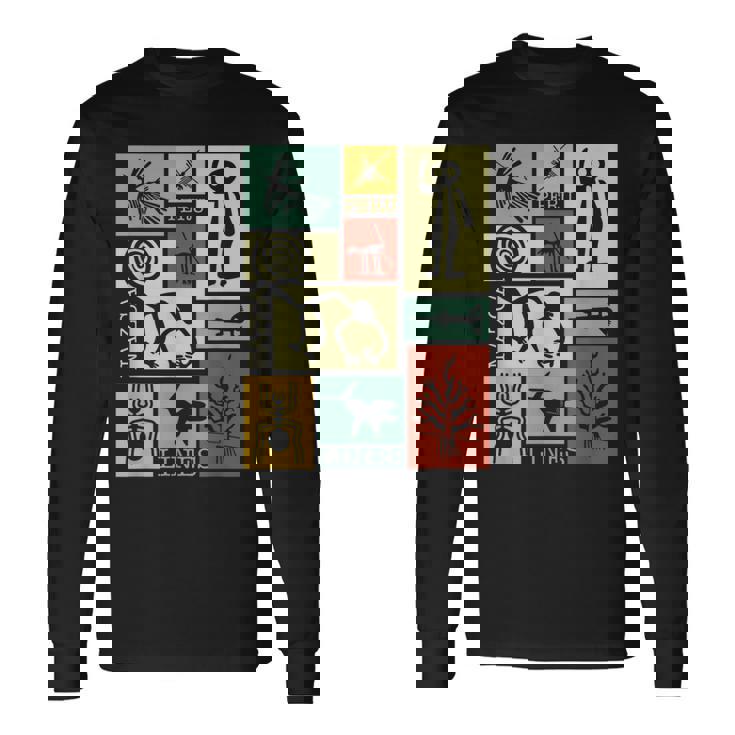 Nazca Linesナスカラインズ ペルージオグリフモンキー 宇宙飛行士 スパイダー レトロ 長袖Tシャツ