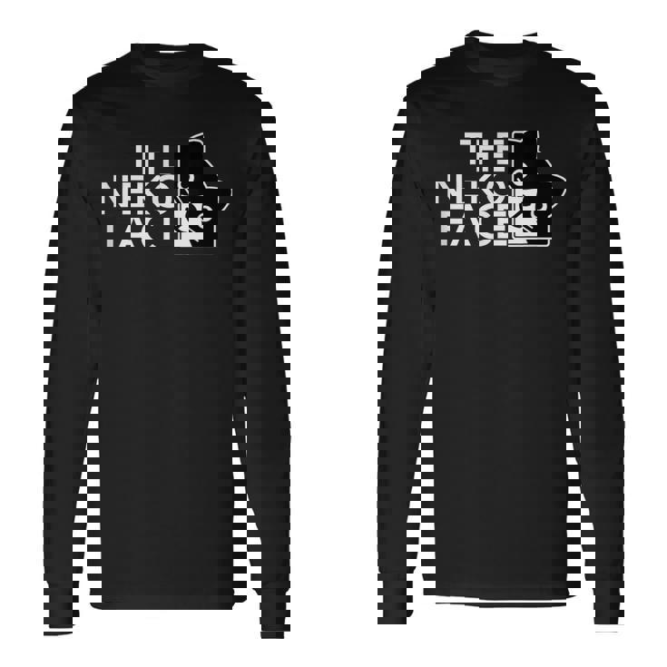 The Neko Face ザ・ネコ・フェイス《ホワイト文字》猫 ハチワレ パロディ ゆるくて かわいい 面白 イラスト 長袖Tシャツ