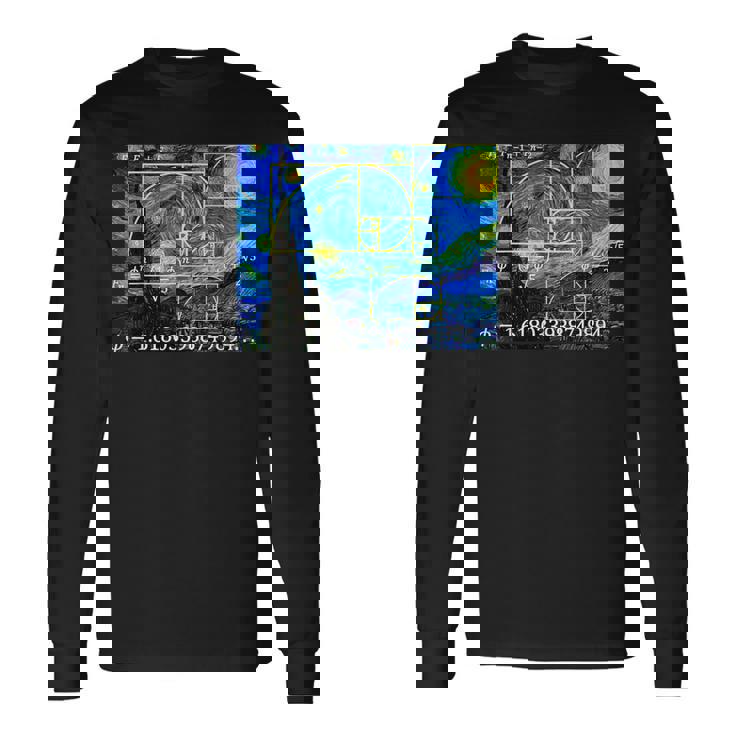 Nerdy 星月夜 フィボナッチ ゴールデン スパイラル 数学の先生 長袖Tシャツ
