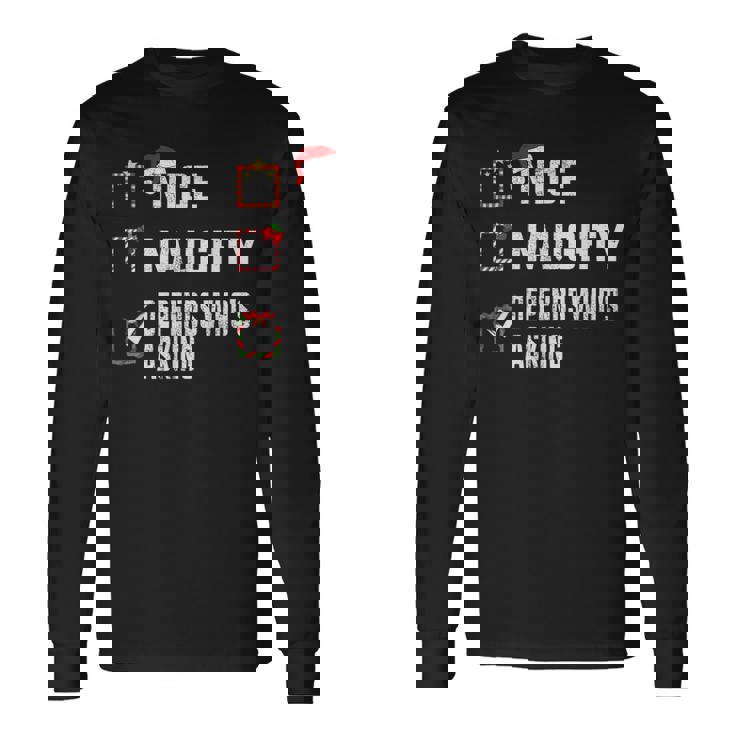 Nice Naughty Depends Who's Asking クリスマスリスト サンタ クリスマス 長袖Tシャツ