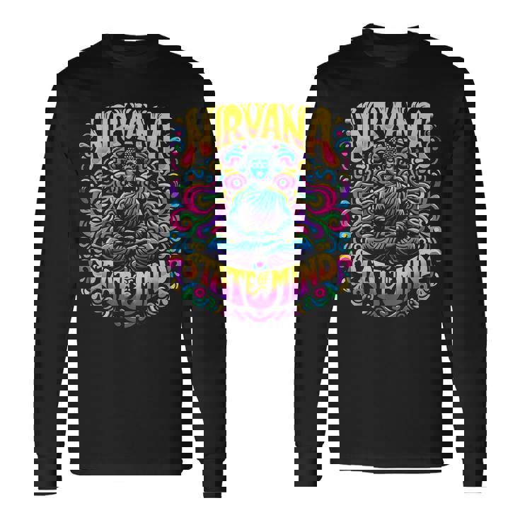 Nirvanatate Of Mind 瞑想 面白いグラフィックtシャツ 長袖Tシャツ
