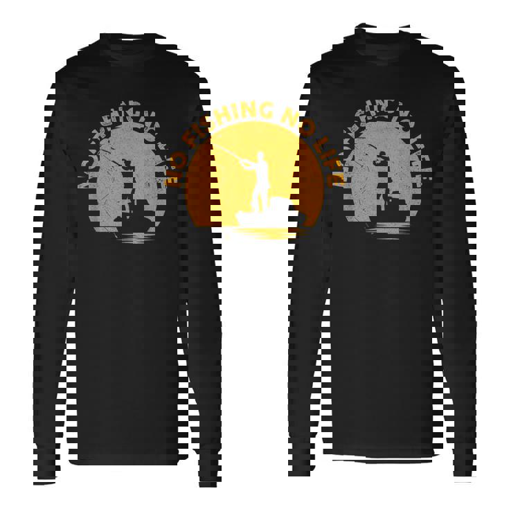 No Fishing No Life 釣り フィッシング ロゴ プリント 長袖Tシャツ