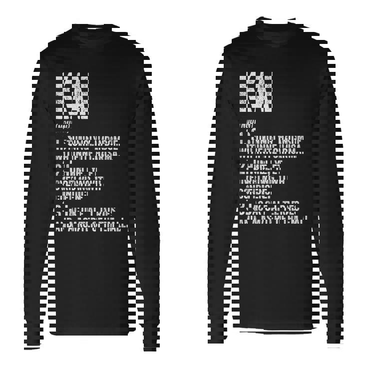 Nombre Camisa Kai Definition Nombre Personalizado Divertido Camiseta de manga larga Ideas de regalos