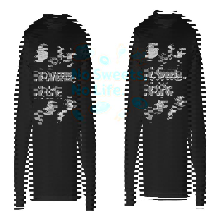 Noweetsno Life２ スイーツ 洋菓子 和菓子 別腹 カラフル かわいい メンズ レディース キッズ 長袖Tシャツ