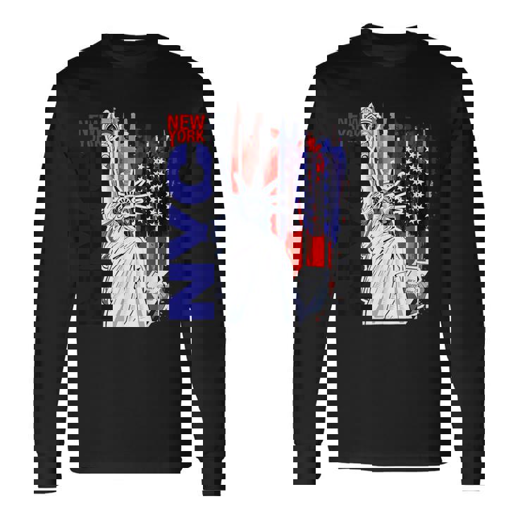 Nyc ニューヨーク市自由の女神 アメリカ国旗 長袖Tシャツ ギフトのアイデア