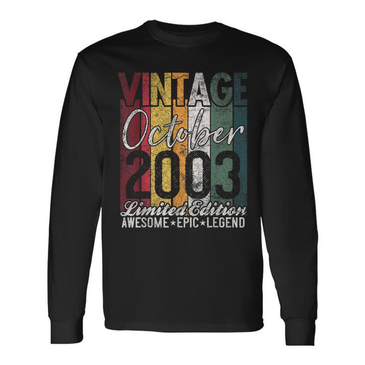 Octubre 2003 19 Cumpleaños Regalo 19 Añosintage Retro Camiseta de manga larga