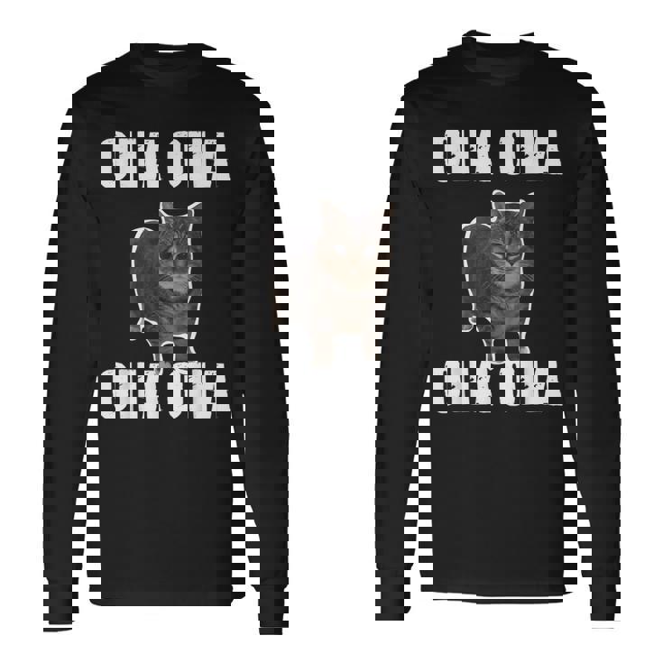 Oiia Oiia スピニング インターネット ミーム 猫 ユーモラス 面白い ブレイン 長袖Tシャツ