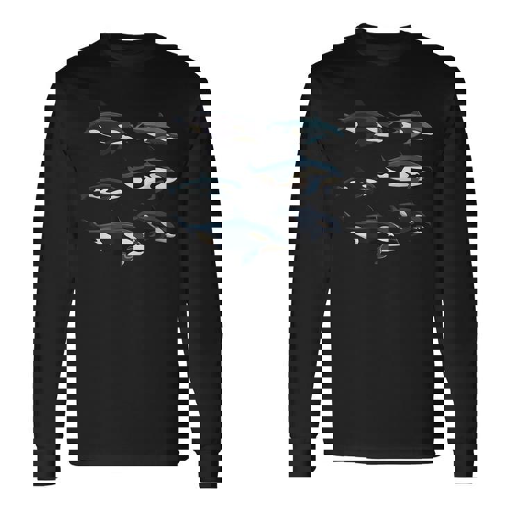 Orcas Killer Whale Pod Group グラフィック 長袖Tシャツ