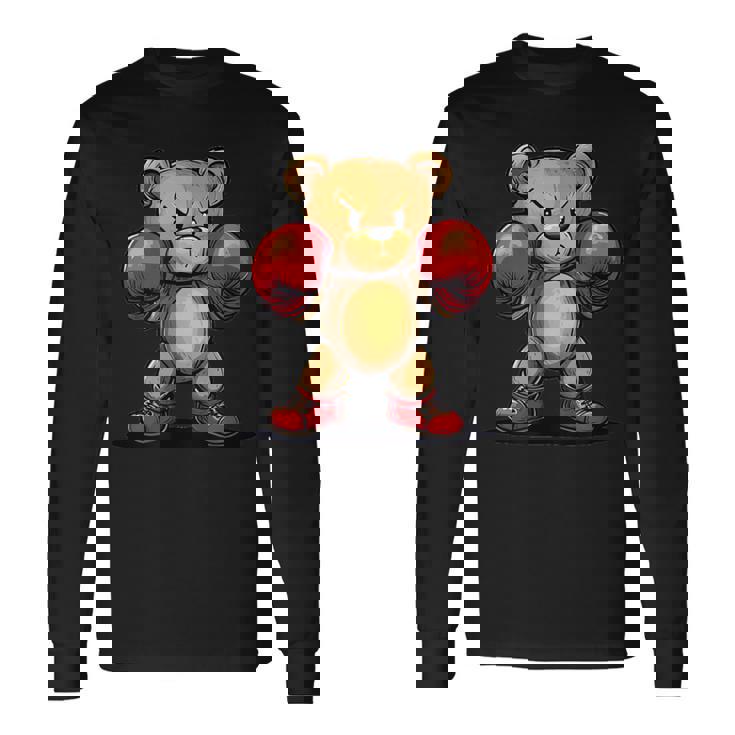 Oso De Peluche Juguetón Con Guantes De Boxeo Para Un Desafío Divertido Camiseta de manga larga Ideas de regalos