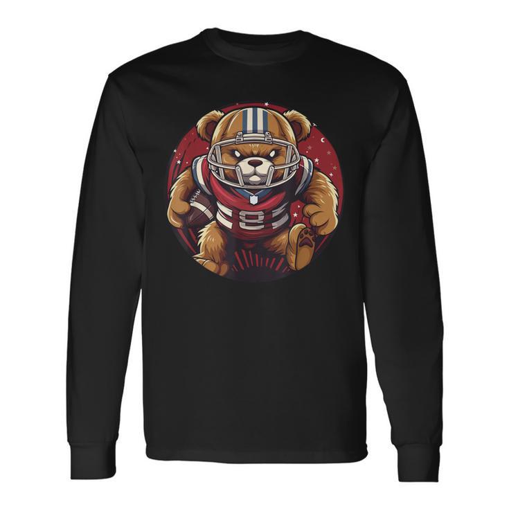 Ours En Peluche Amusant En Tenue De Football Américain T-shirt à manches longues