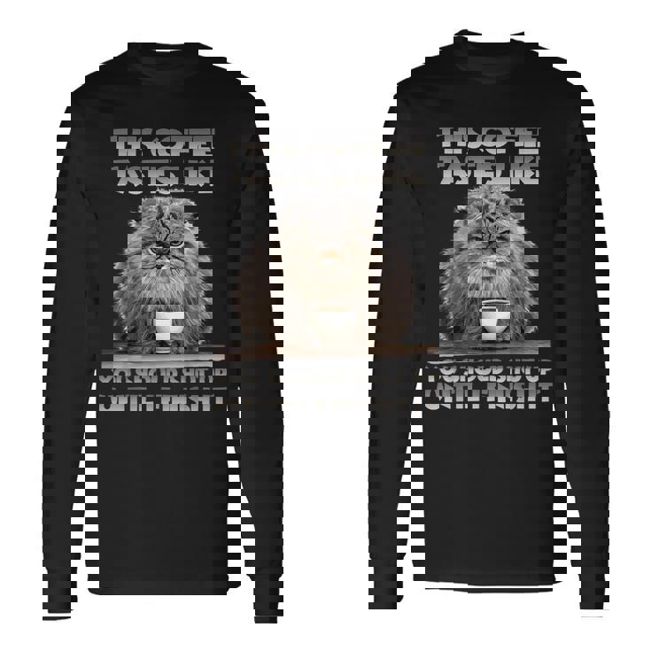 Pallas Cat T コーヒー愛好家のための朝の不満 マヌルネコ 長袖Tシャツ