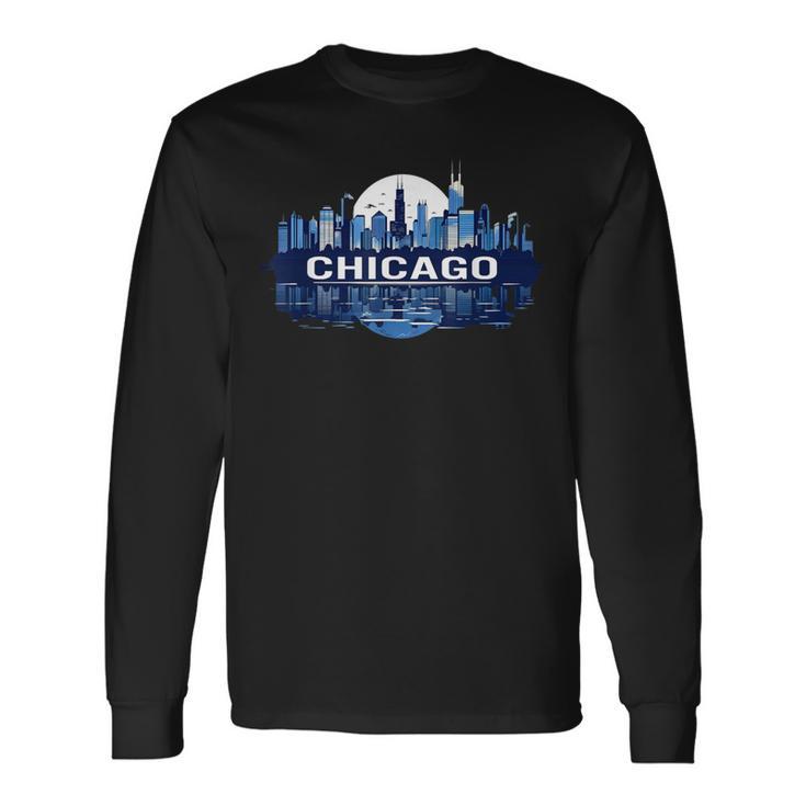 Panorama Du Centre-Ville De Chicago T-shirt à manches longues