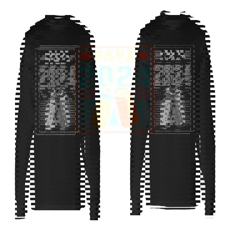 Papa 2024 初めてのパパ 父の日 新しい父親の父性 長袖Tシャツ